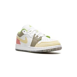Jordan Nike boys Air 1 Low Grade School, White/Vivid Green-white Blanc/, 4Y Kid